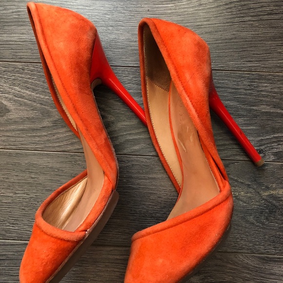 ⭐️SALE⭐️L.A.M.B. (Gwen Stefani) Orange suede/patent stilettos size 7M EUC - Picture 5 of 6